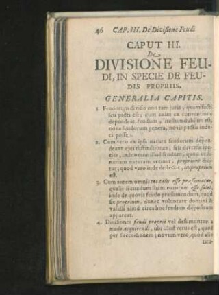 Caput III. De Divisione Feudi, In Specie De Feudis Propriis.