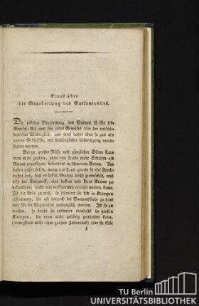 Über die Bearbeitung des Gartenlandes