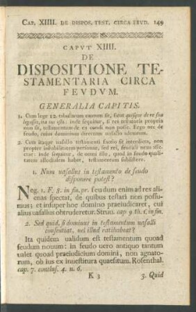 Caput XIIII. De Dispositione Testamentaria Circa Feudum