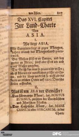 Das XVI. Capitel Zur Land-Charte Von ASIA.