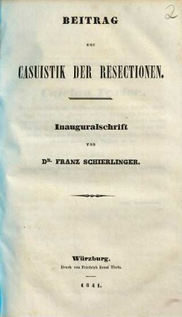 Beitrag zur Casuistik der Resectionen