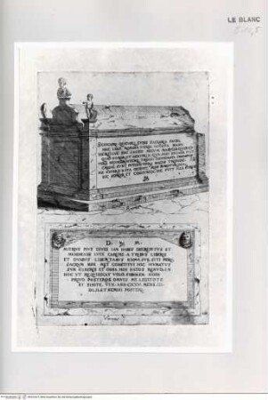 Monumenta clarorum doctrina praecipuè ..., Tafel 112: Familiengrab in Rom und Grabplatte
