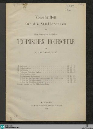 Auszug aus der Bibliotheksordnung der Technischen Hochschule (Karlsruhe)