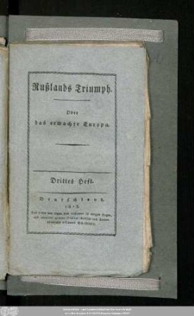 3.1813: Rußlands Triumph : oder das erwachte Europa