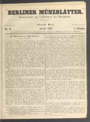 No. 29. Januar 1883