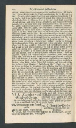VIII. Krancken- und Sterbens-Gebete.