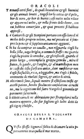 Oracoli Della S. Violante Da Gambera.
