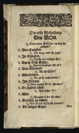 Die erste Abtheilung: Von Gott