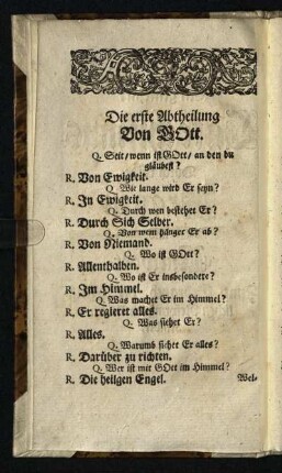 Die erste Abtheilung: Von Gott