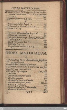 Index Materiarum