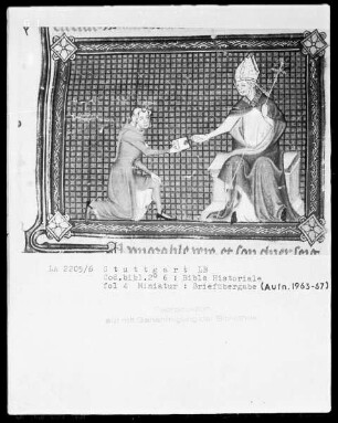 Bible Historiale — Briefübergabe, Folio 4recto