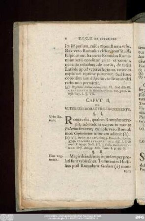 Caput II. De Ulteriore Romae Urbis Incremento.