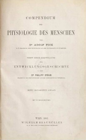 Compendium der Physiologie des Menschen : [der Hochschule Würzburg dargebracht zur Jubelfeier ihres dreihundertjährigen Bestehens]
