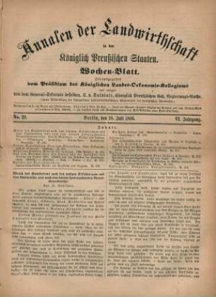 No. 29. Berlin, den 18. Juli 1866. VI. Jahrgang.