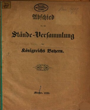 Abschied für die Stände-Versammlung des Königreichs Bayern