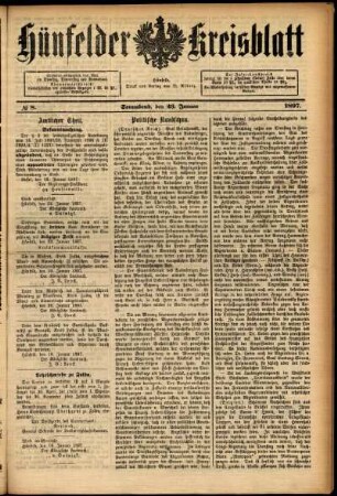 Ausgabe vom Samstag, den 23. Januar 1897.