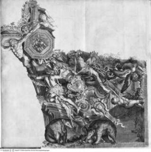 Aedes Barberinae ad Quirinalem. A Comite Hieronymo Tetio Perusino descriptae., Tafel A [3]: Allegorie: Prudentia (Salone, Detail aus dem Deckenfresko)
