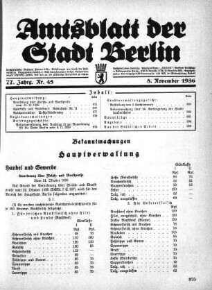 1936,45: Nr. 45, 8. November 1936