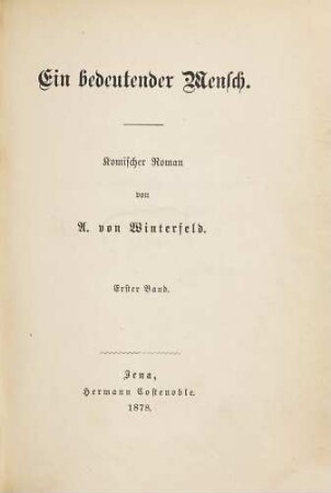 Ein bedeutender Mensch : Komischer Roman, 1