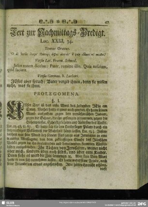 [Erklärung der Nachmittags-Predigt, Luc. XXIII, 34]