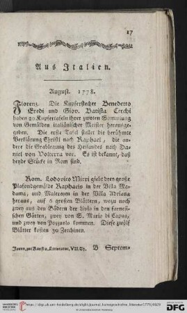 Kunstnachrichten aus Italien