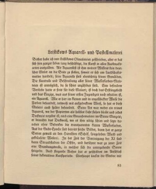 Leistikows Aquarell- und Pastellmalerei