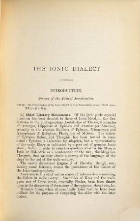 The Sounds and Inflections of the Greek Dialects, 1. Ionic