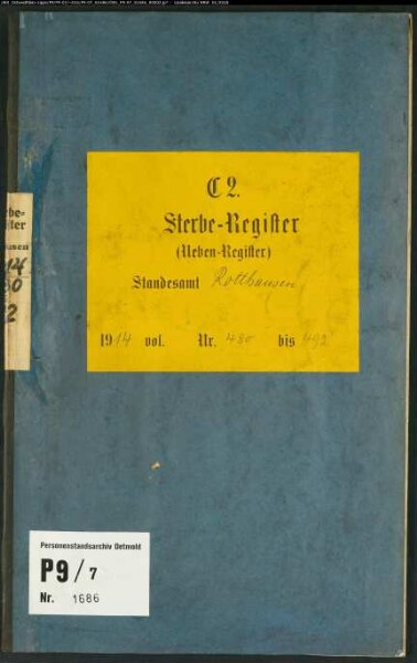 Sterberegister Standesamt Gelsenkirchen 8 Rotthausen