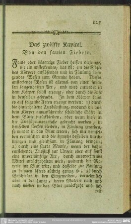 Das zwölfte Kapitel. Von den faulen Fiebern