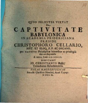 De Captivitate Babylonica