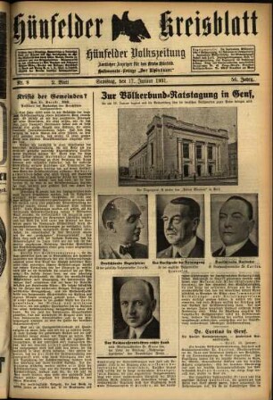 Zweite Ausgabe vom Samstag, den 17. Januar 1931.