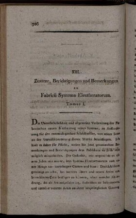 XIII. Zusätze, Berichtigungen und Bemerkungen zu Fabricii Systema Eleutheratorum.