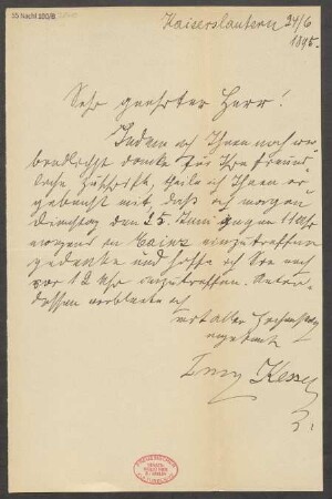 Brief an B. Schott's Söhne : 24.06.1895