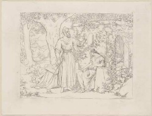 Zu Shakespeares "Der Sturm", Blatt 3, 1. Akt, 2. Szene: Prospero ruft Ariel herbei, Miranda schläft