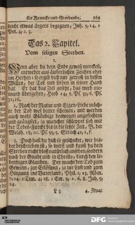 Das 2. Capitel. Vom seligen Sterben.