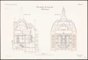 Amtsgericht, Berlin-Schöneberg: Querschnitte 1:100