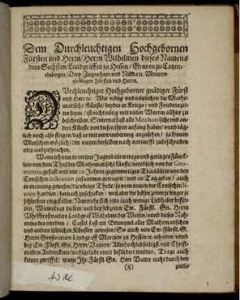 Dem hochgebornen Fürsten. Vorrede an die Leser.