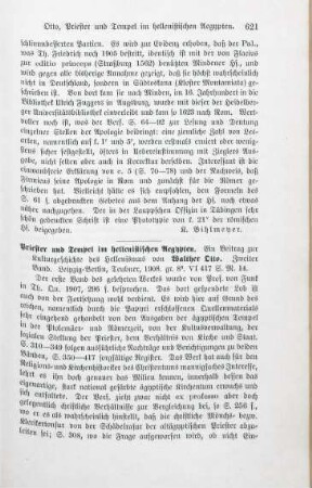 621-622 [Rezension] Otto, Walther, Priester und Tempel im hellenistischen Aegypten