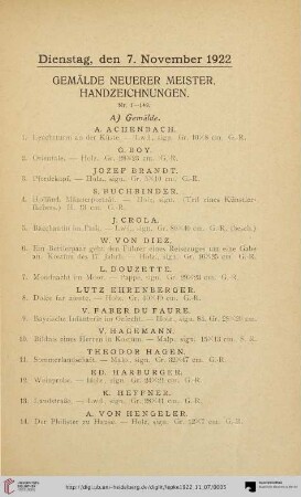 A) Gemälde (Nr. 1-61)