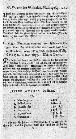 Catalogus plantarum omnium juxta systematis vegetabilium Carl a Linné.