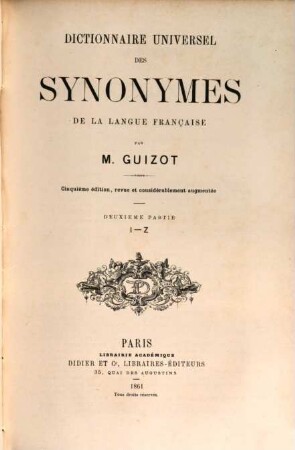 Dictionnaire universel des synonymes de la langue Française, 2