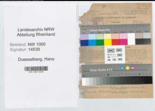 Entnazifizierung Hans Duesselberg, geb. 18.05.1909 (Angest.)