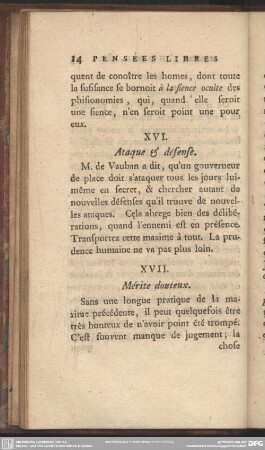 XVII. Mérite douteux