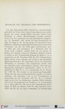 Inventar von Abraham (van) Westervelt