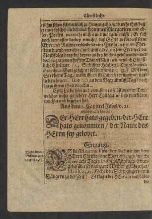 [Textus.] Aus dem 1. Capitel Jobs/ v. 21. welcher also lautet: