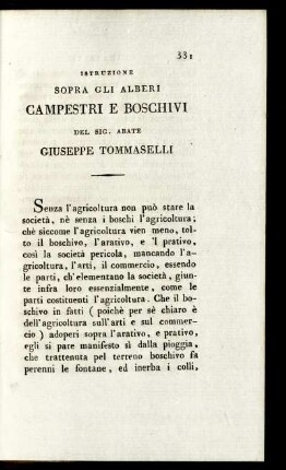 Istruzione Sopra Gli Alberi Campestri e Boschivi
