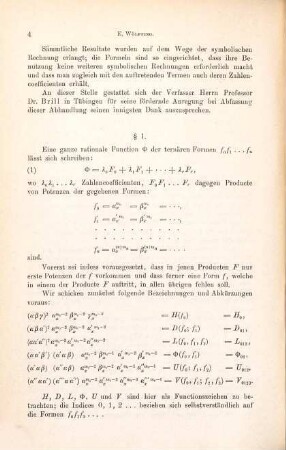 Über die Hesse'sche Covariante einer ganzen rationalen Function von ternären Formen