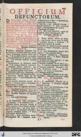Officium Defunctorum.