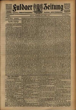 Erste Ausgabe vom Donnerstag, den 09. April 1908.