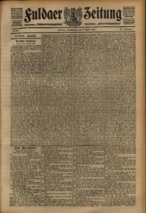 Erste Ausgabe vom Donnerstag, den 09. April 1908.